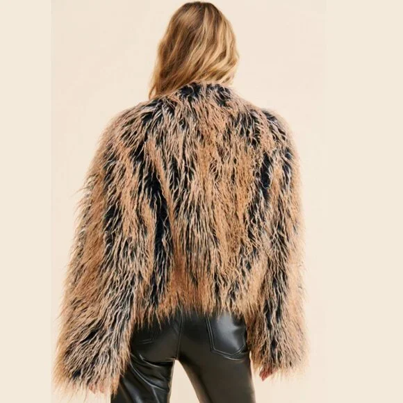 Free People Ombre All Night Faux Fur Jacket - NEW - Picture 2 of 14